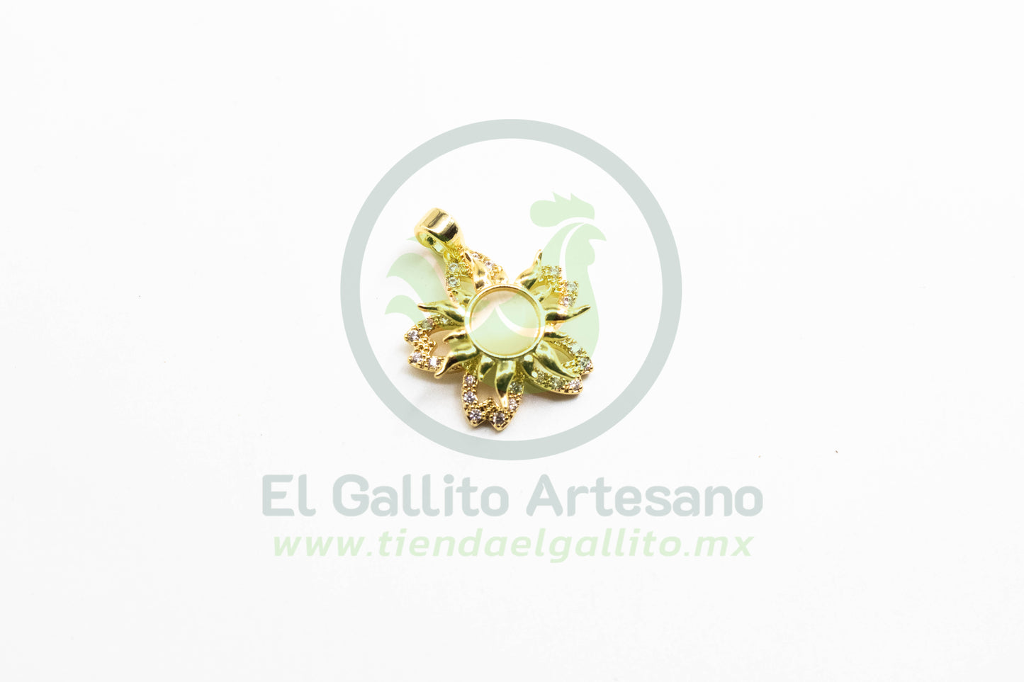 Dije Zirconia #161 | Flor Sol Perla Giratorio
