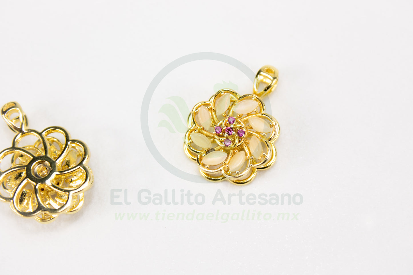 Dije Zirconia #218 | Flor Loto Fiusha Giratorio