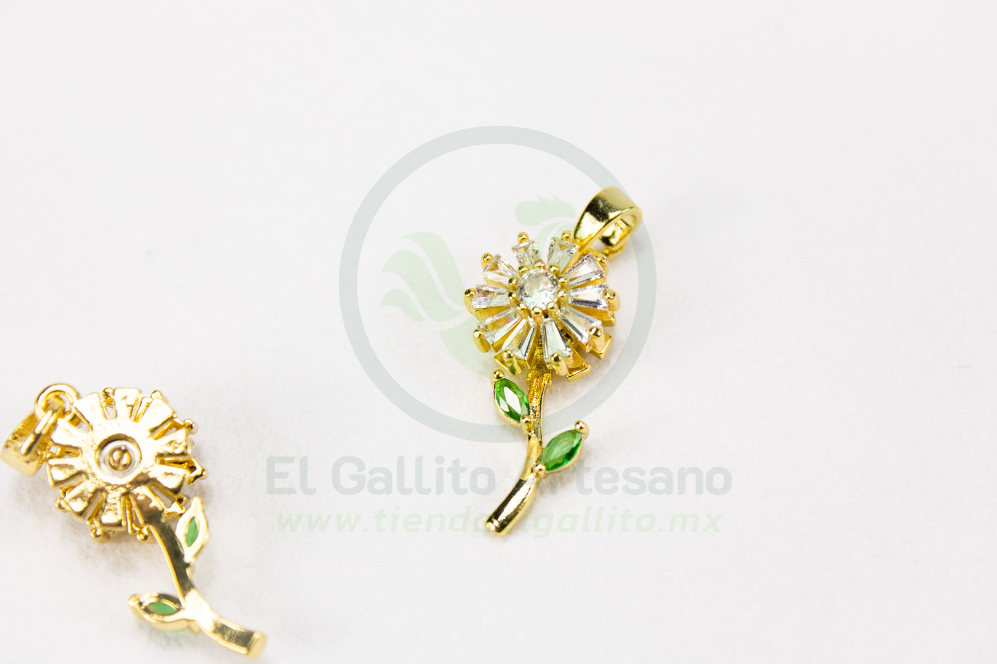 Dije Zirconia #225 | Flor Tallo Hoja
