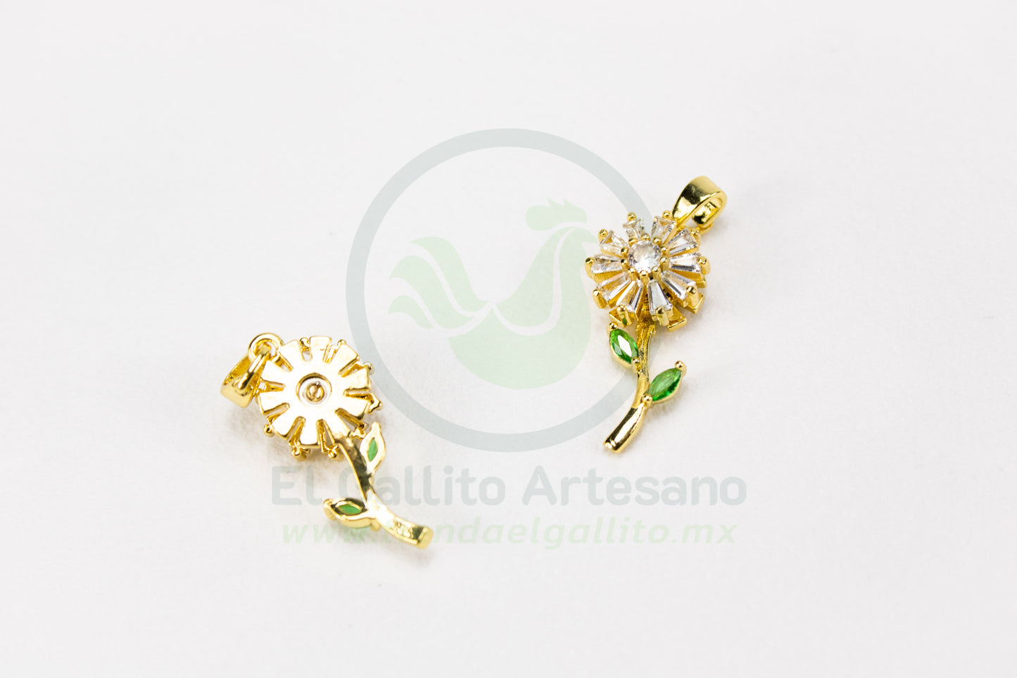 Dije Zirconia #225 | Flor Tallo Hoja