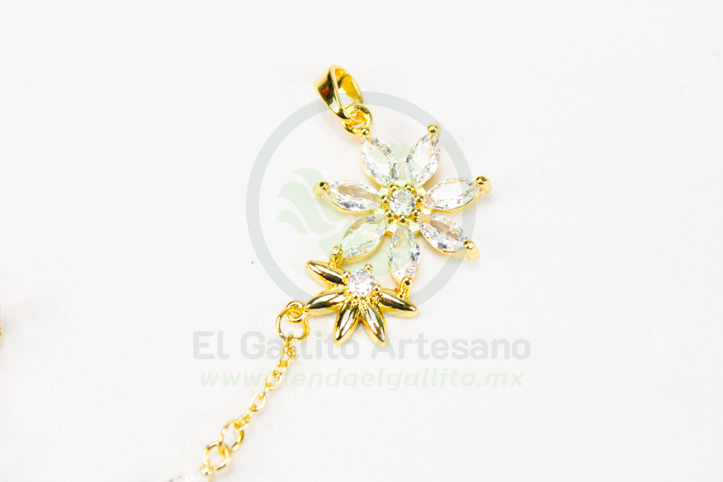 Dije Zirconia #244 | Flor Blanco con Gota