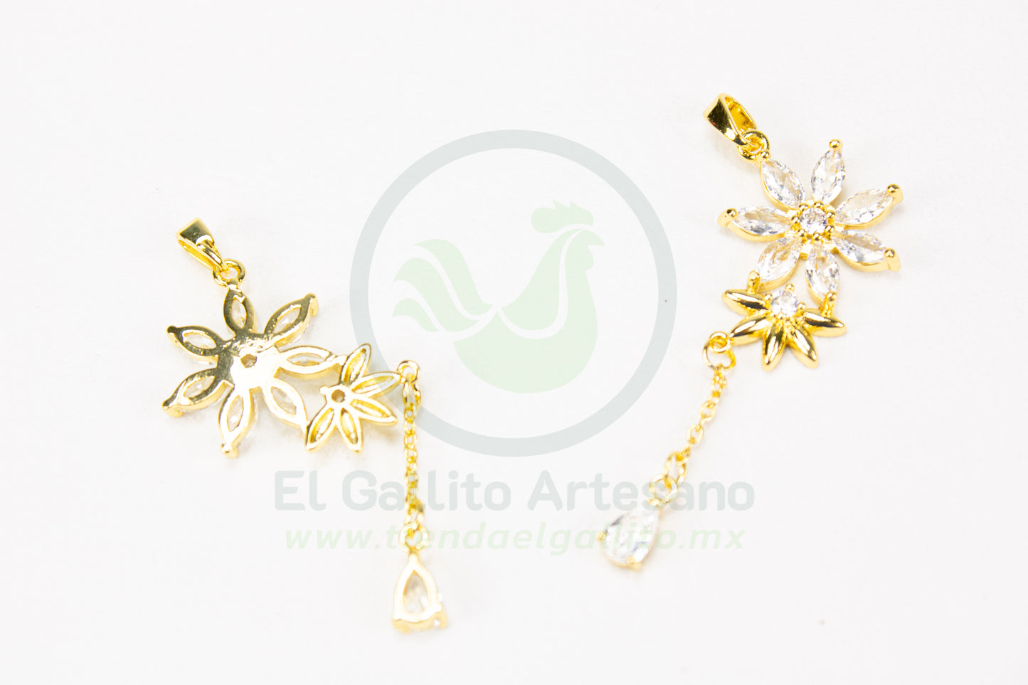 Dije Zirconia #244 | Flor Blanco con Gota