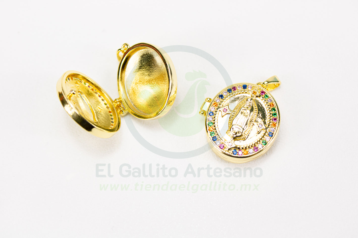 Dije Zirconia #259 | Relicario Virgen de Guadalupe Color