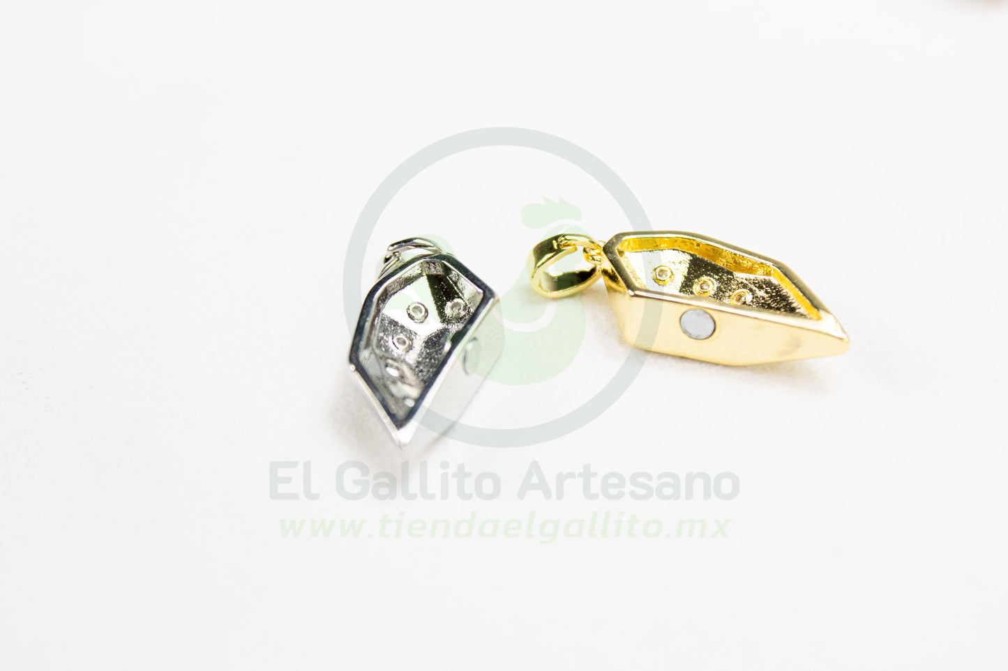 Dije Zirconia #261 | Corazón Facetado Dor y Plat 2pz