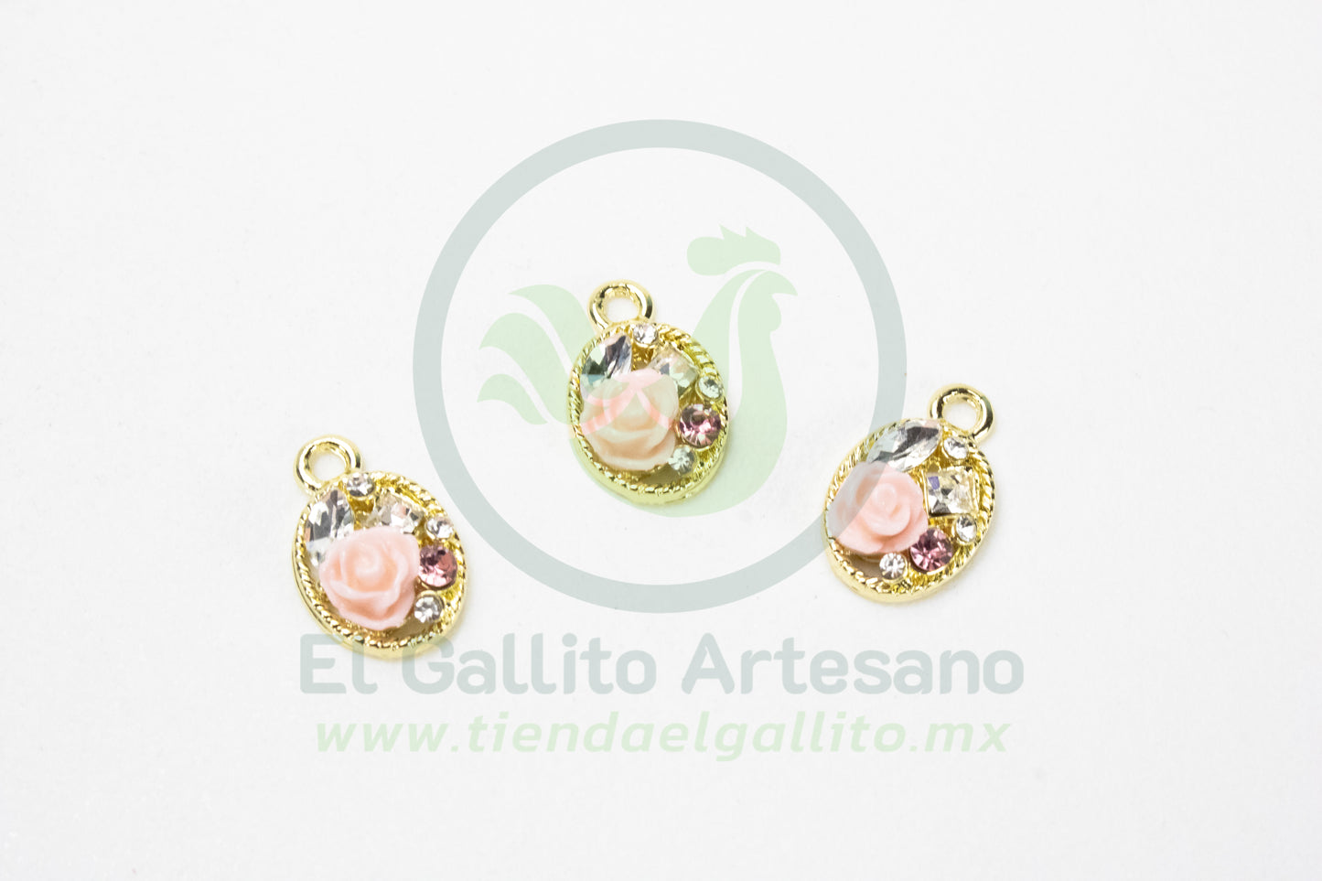 Dije #4 Esmaltado | Medalla Rosa Cristales