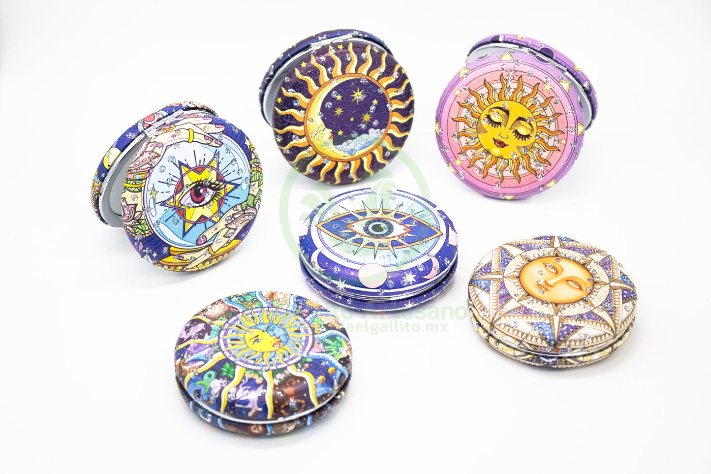 Espejo Estampado MD18 | Esotérico Circular Estrellas