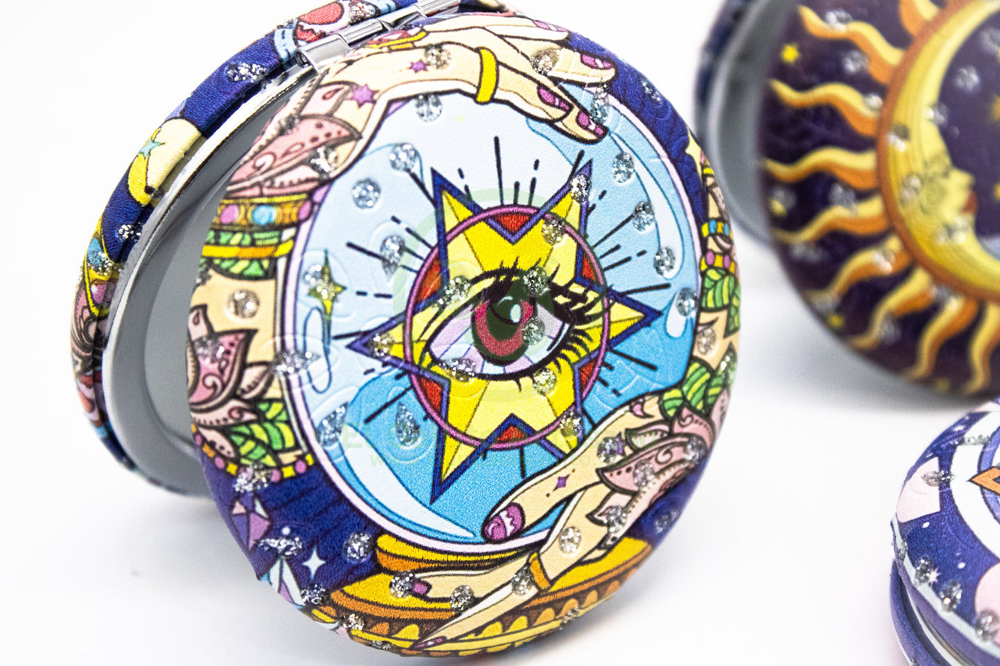 Espejo Estampado MD18 | Esotérico Circular Estrellas