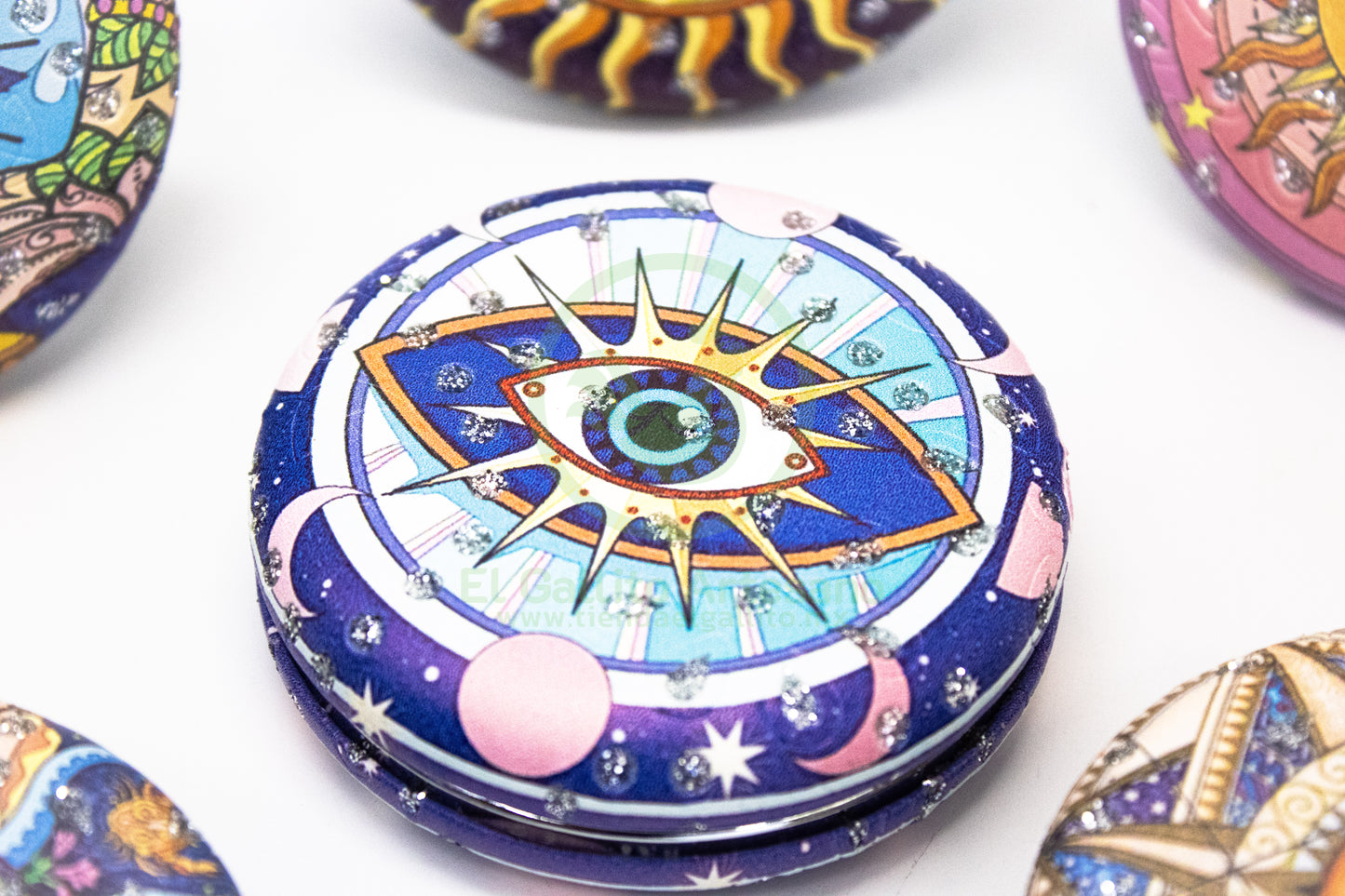 Espejo Estampado MD18 | Esotérico Circular Estrellas