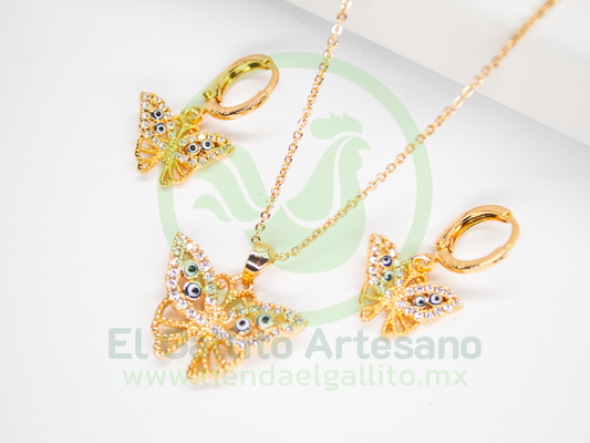 Juego Vivi 01 Zirconia - Ojo Turco Azul Mariposa