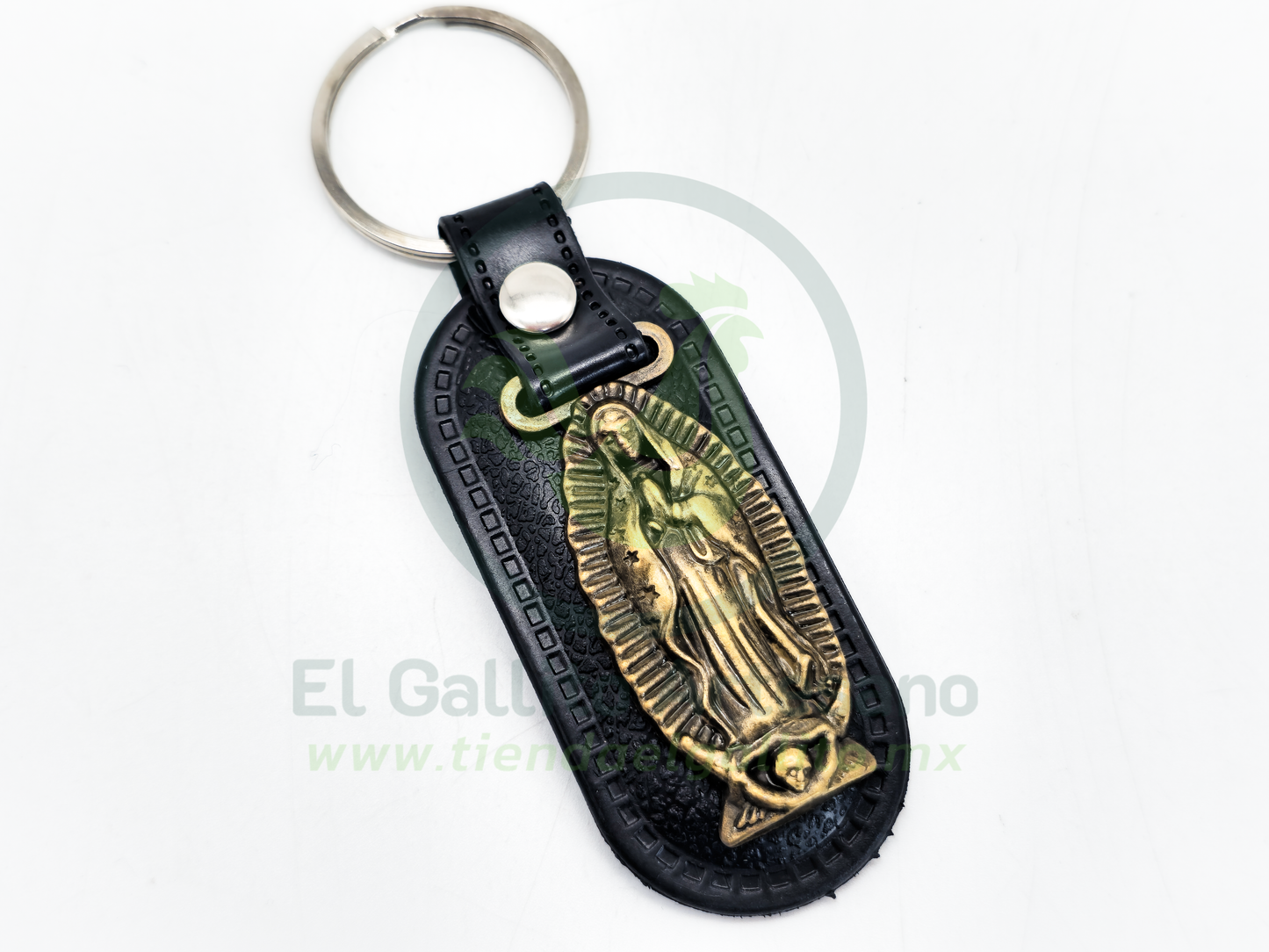 Llavero Virgen de Guadalupe Piel MD1 | Cobre