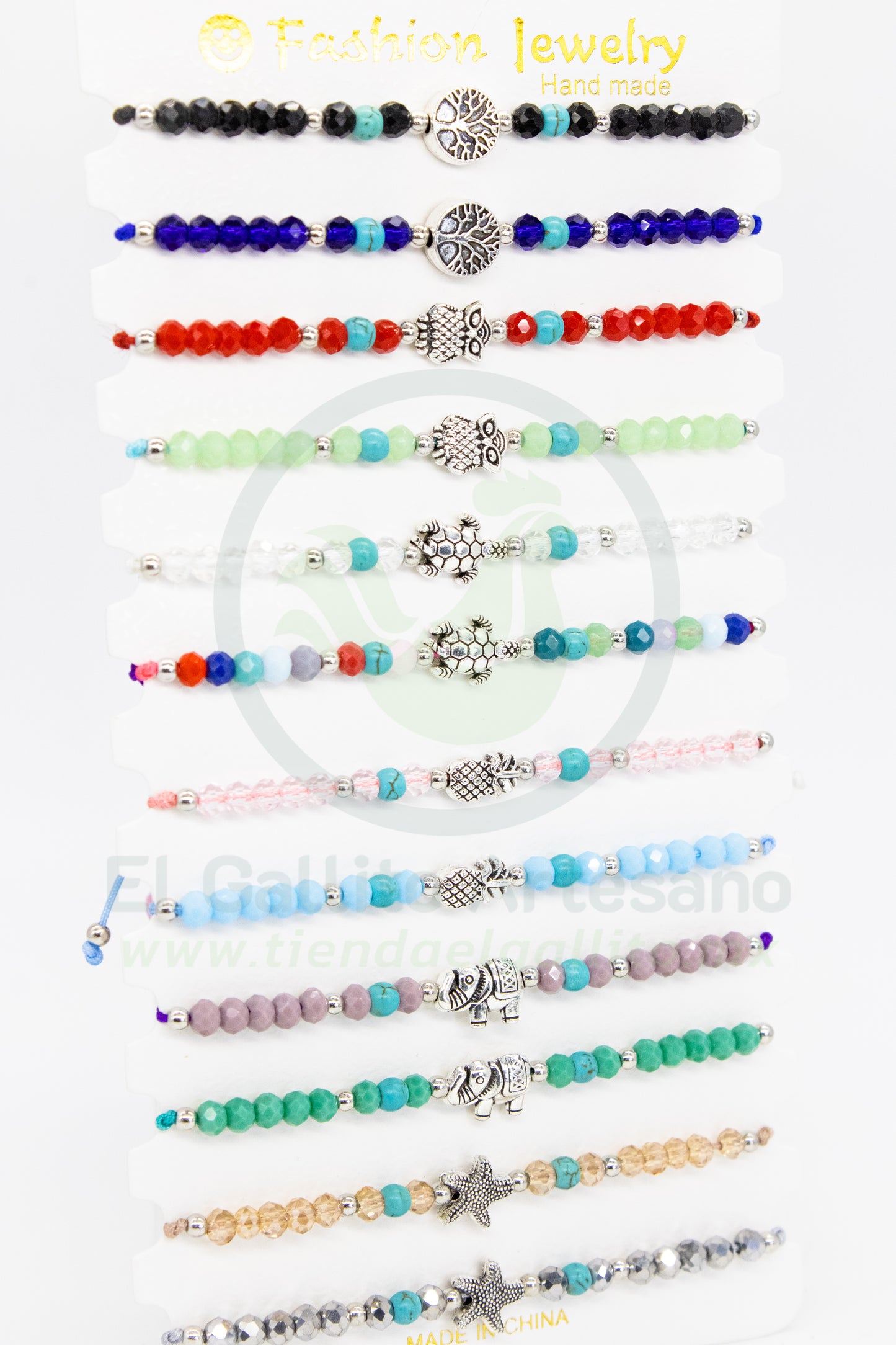 Paq. Pulsera 3-19 | Turquesina Animalito 12pz