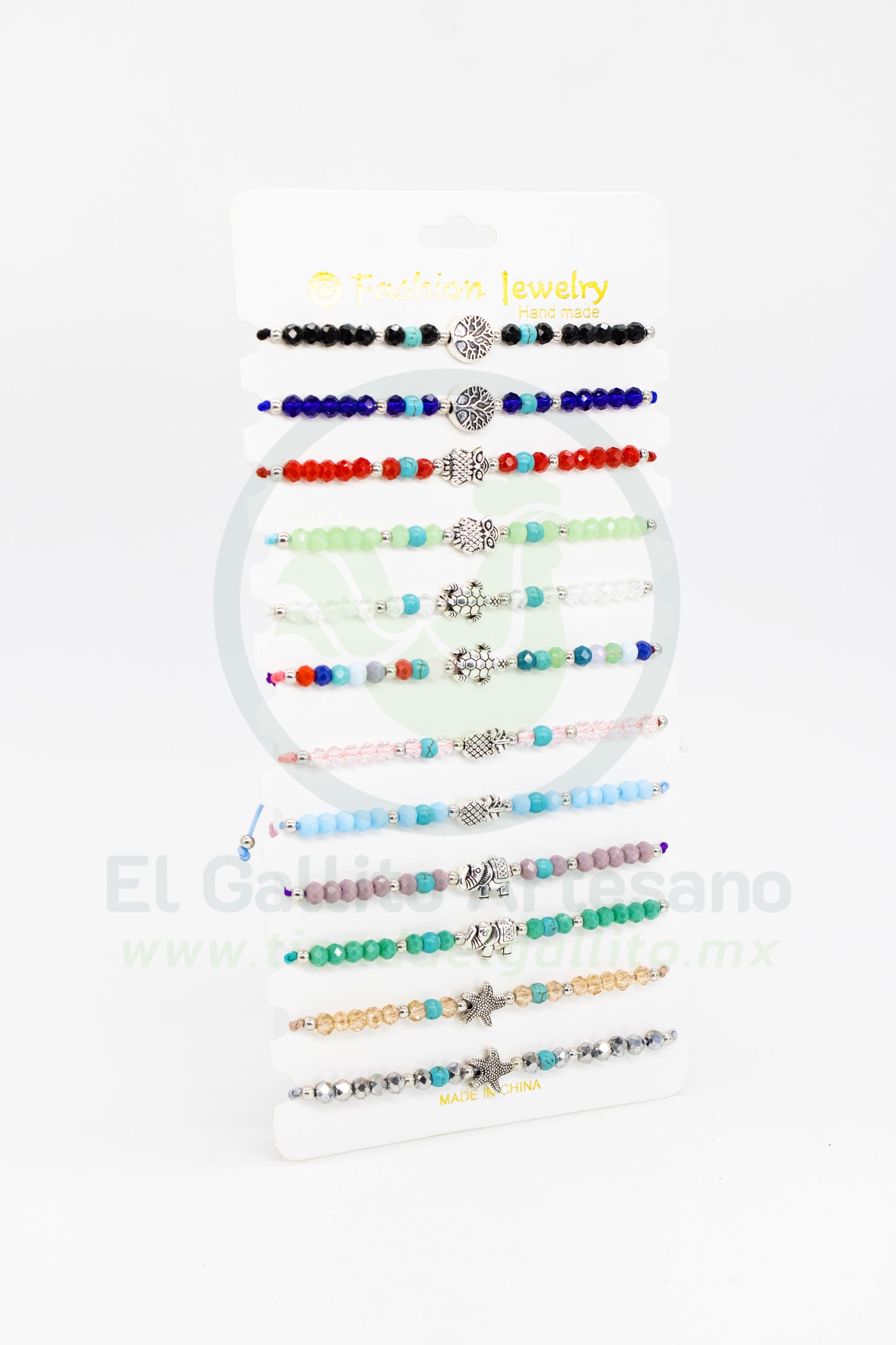 Paq. Pulsera 3-19 | Turquesina Animalito 12pz