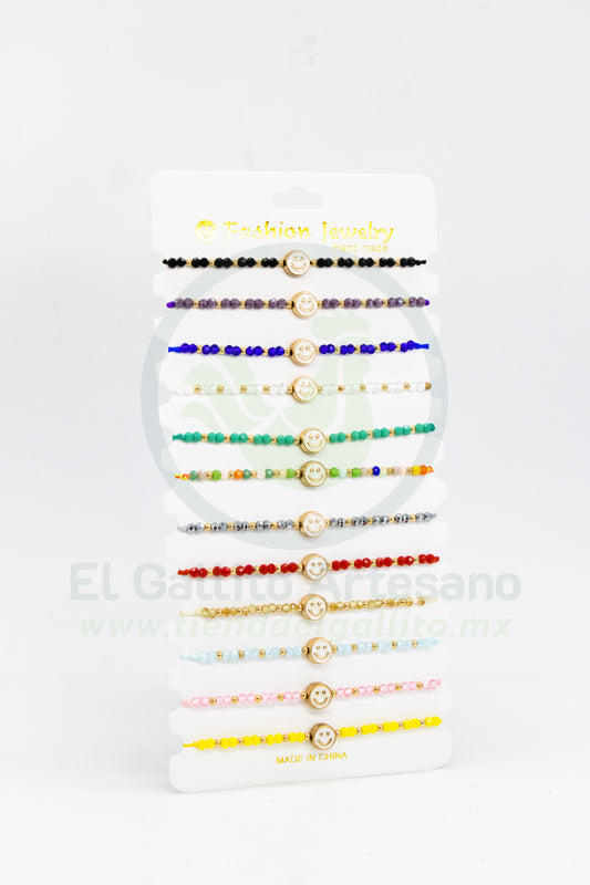 Paq. Pulsera 3-09 | Cara Feliz Bl 12pz