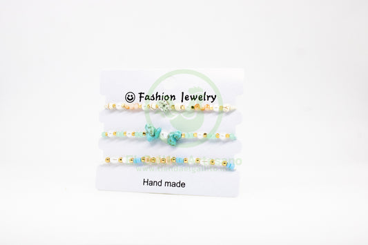 Pulsera 3 Hilos MD19 | Turquesa Chip Donas