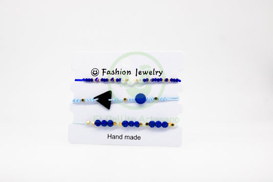 Pulsera 3 Hilos MD22 | Triángulo Negro