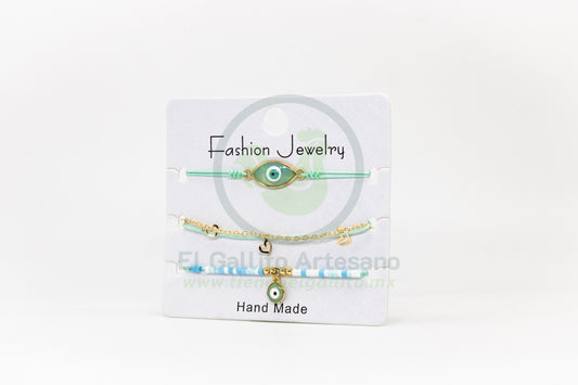 Pulsera 3 Hilos MD01 | Turquesa