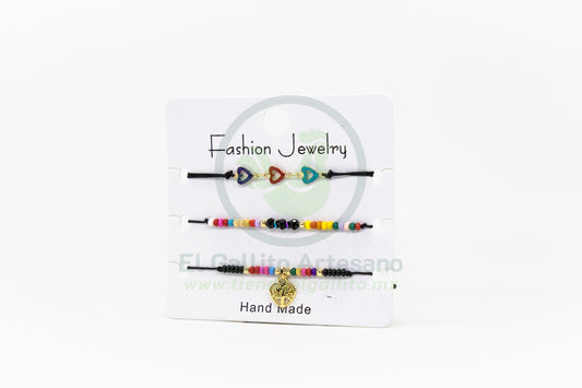 Pulsera 3 Hilos MD02 | Corazón Multicolor