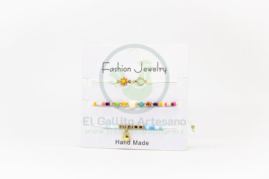 Pulsera 3 Hilos MD03 | Flor Multicolor