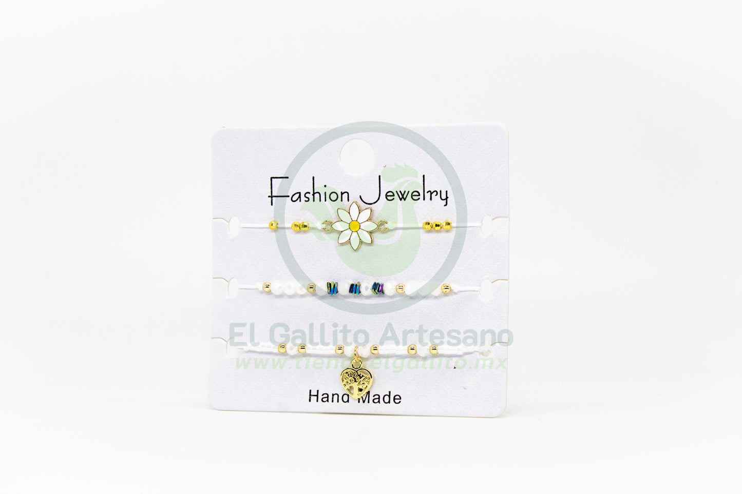 Pulsera 3 Hilos MD06 | Margarita Blanca