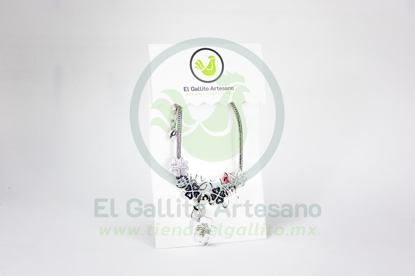 Pulsera A25-1 Charms #24 | Trébol Blanco