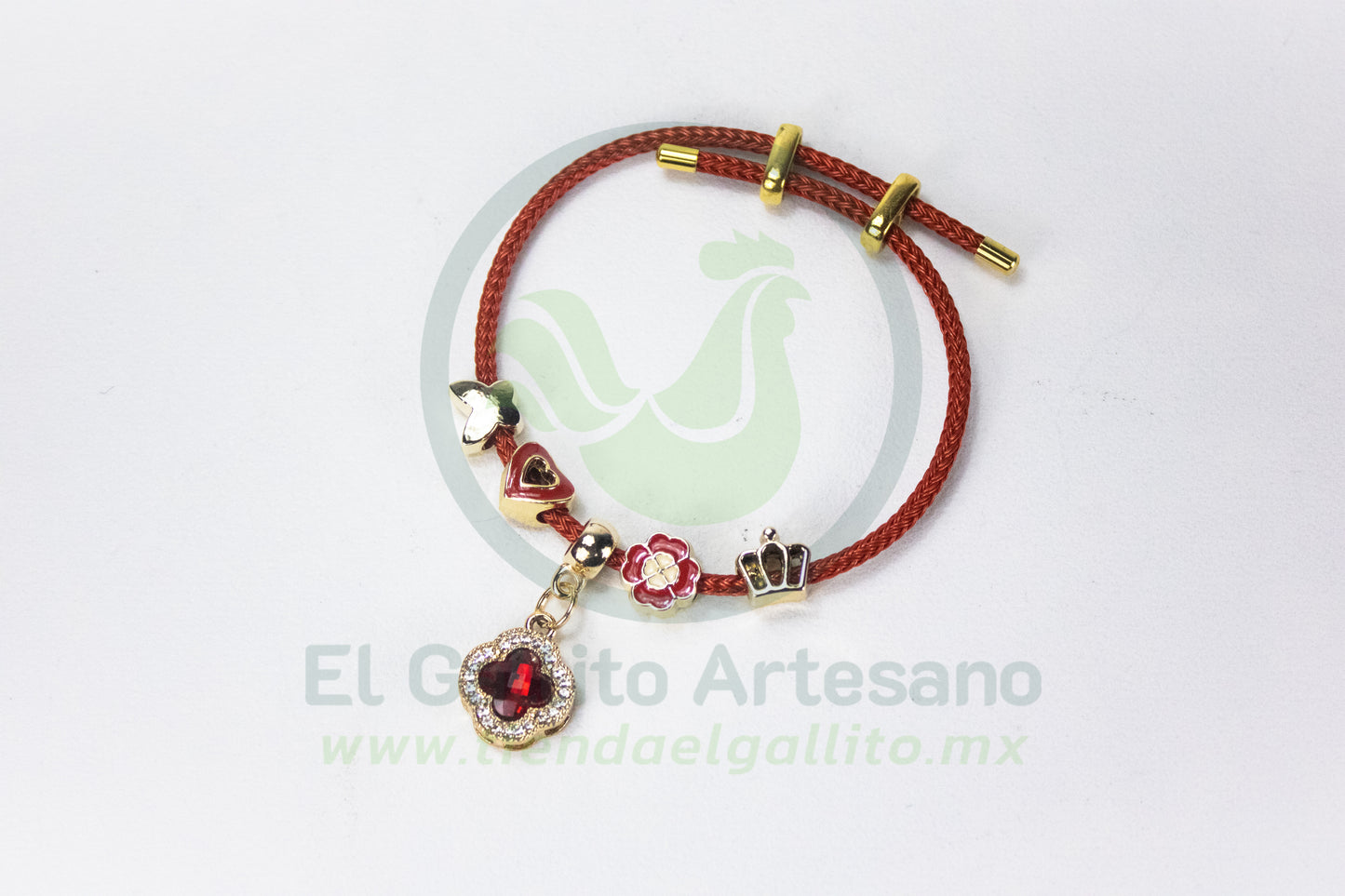 Pulsera A25-1 Charms #08 | Trébol Roja