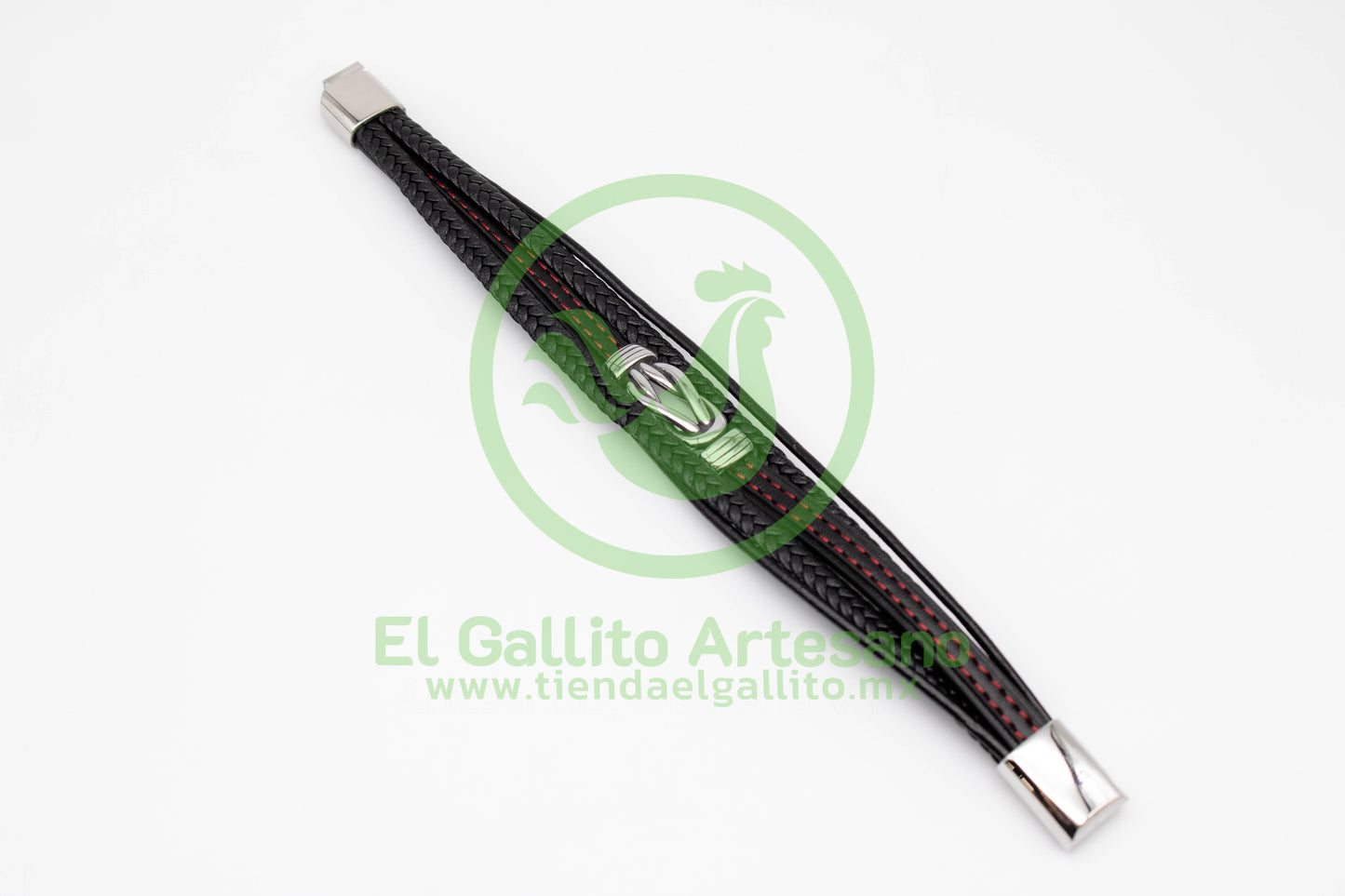 Pulsera ACPI MD10 | Negro Rojo Nudos Atados