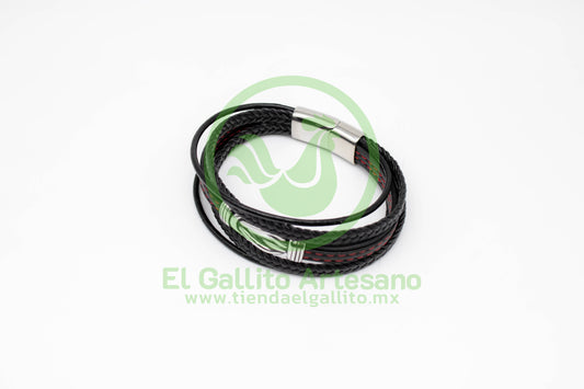 Pulsera ACPI MD10 | Negro Rojo Nudos Atados