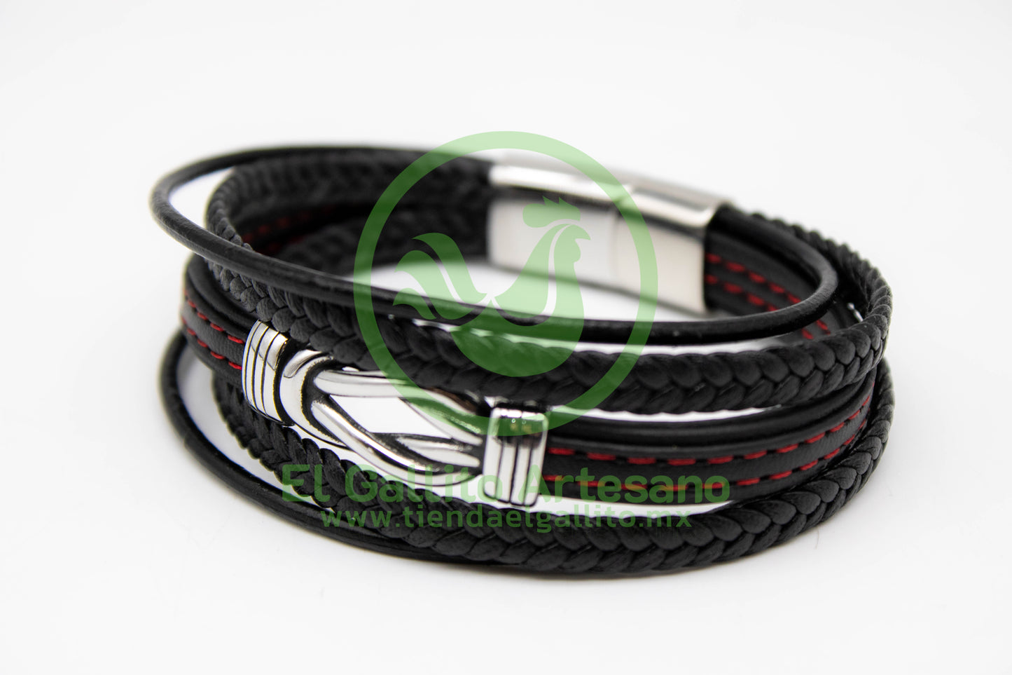 Pulsera ACPI MD10 | Negro Rojo Nudos Atados