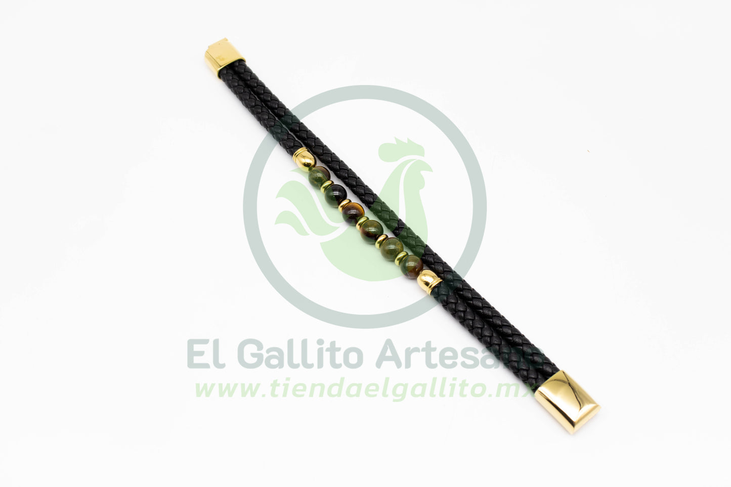 Pulsera ACPI MD16 | Trenzada Doble Tubular Ojo De Tigre