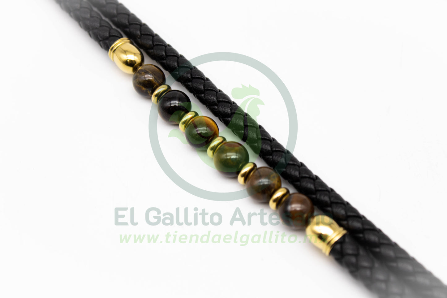 Pulsera ACPI MD16 | Trenzada Doble Tubular Ojo De Tigre