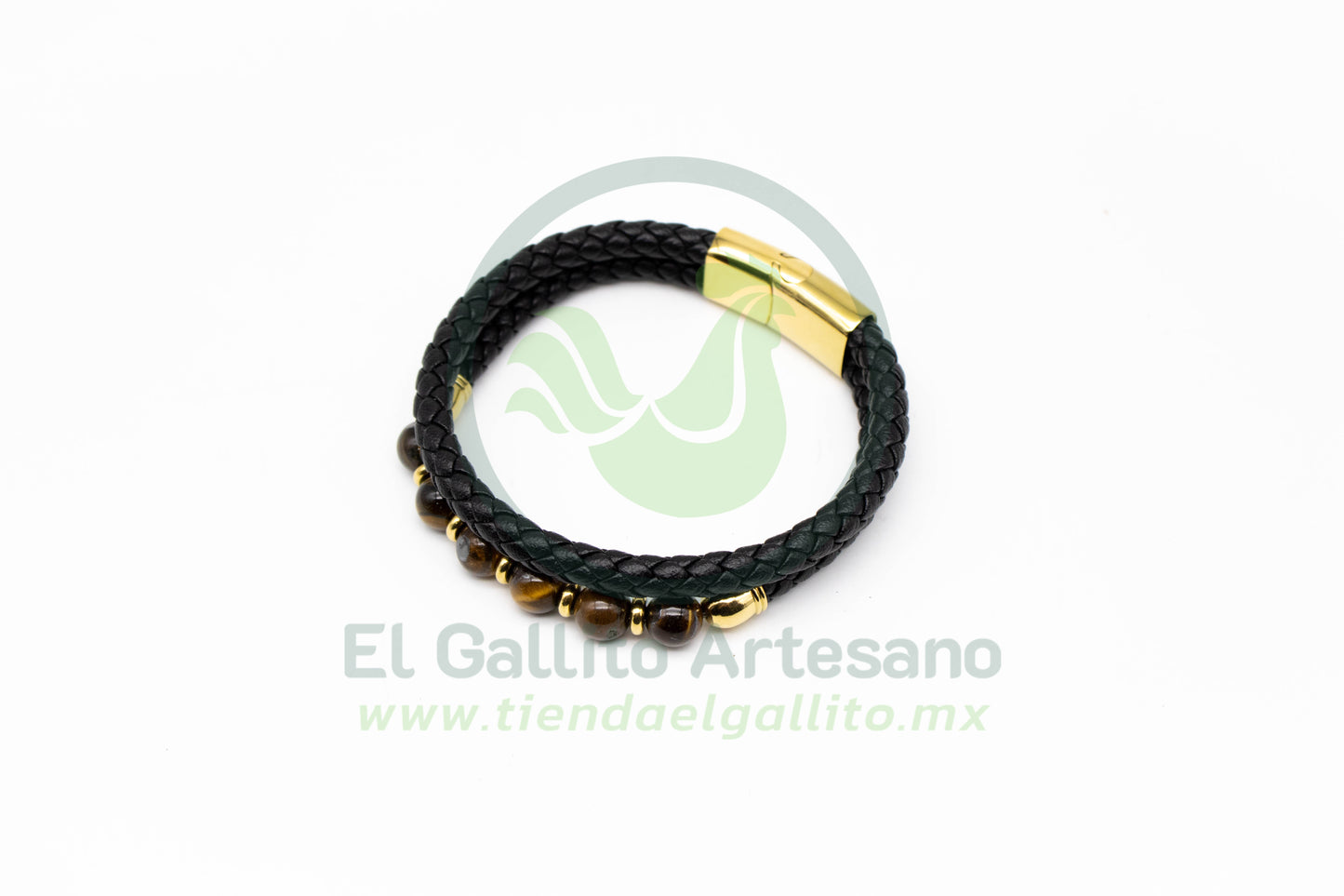 Pulsera ACPI MD16 | Trenzada Doble Tubular Ojo De Tigre