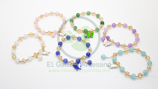 Pulsera B6 MD06 | Cristal Jaspe Mariposa