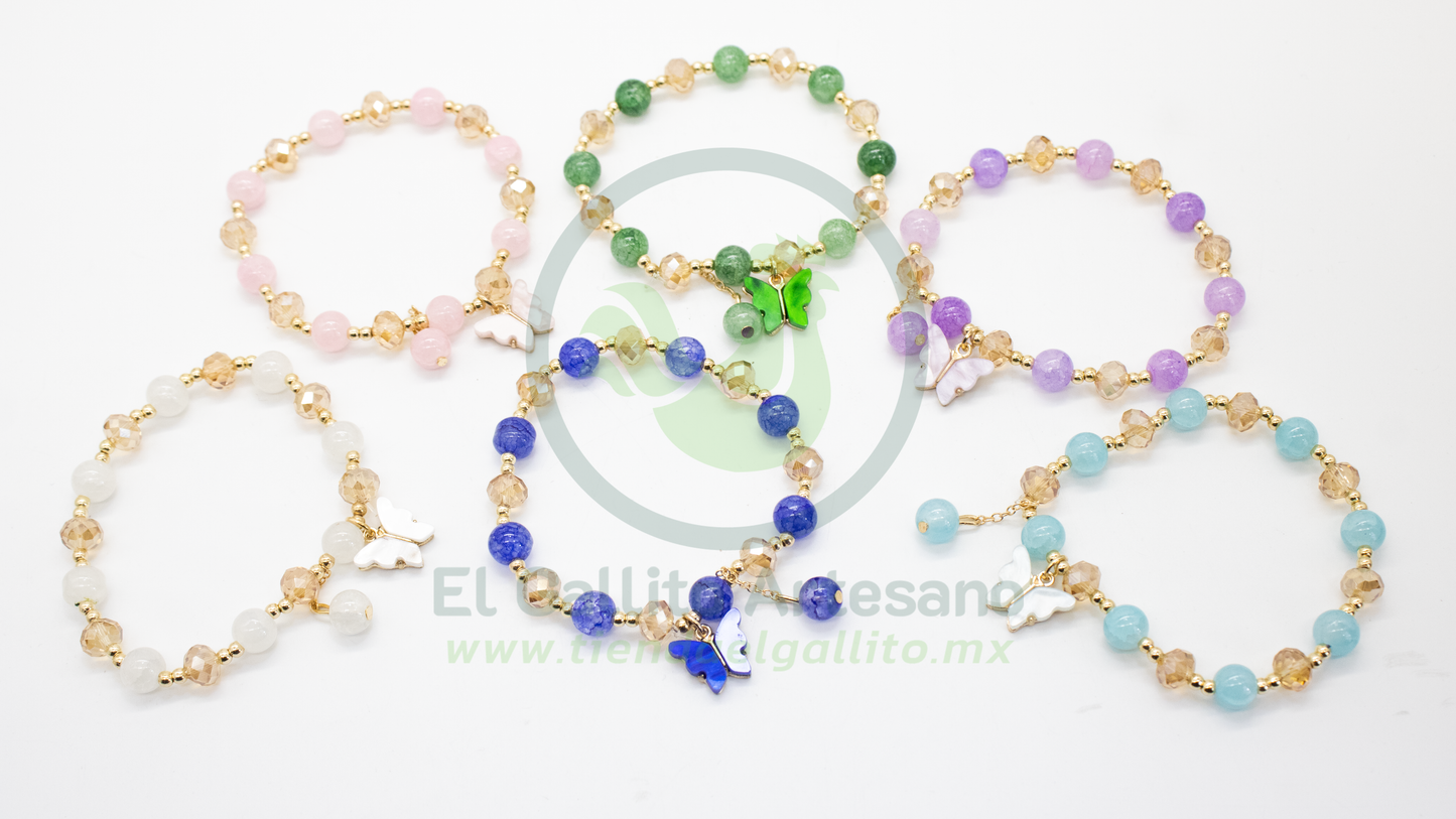 Pulsera B6 MD06 | Cristal Jaspe Mariposa