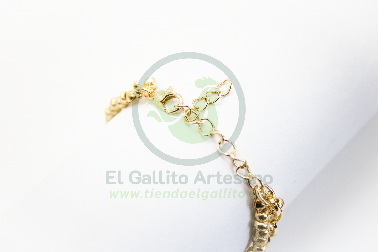Pulsera Caddj MD02 | Chaquirón Chip Rosa Cruz Dor
