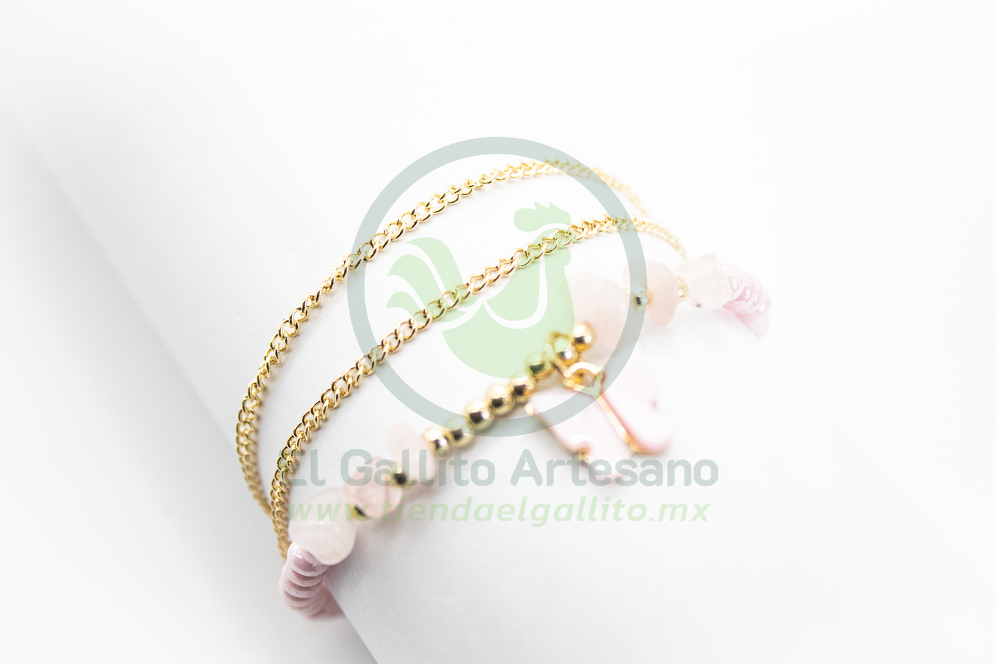 Pulsera Caddj MD03 | Chaquiron Chip Rosa Mariposa