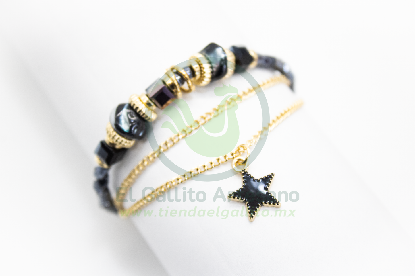 Pulsera Caddj MD12 | Mix Rondeles Estrella Negra