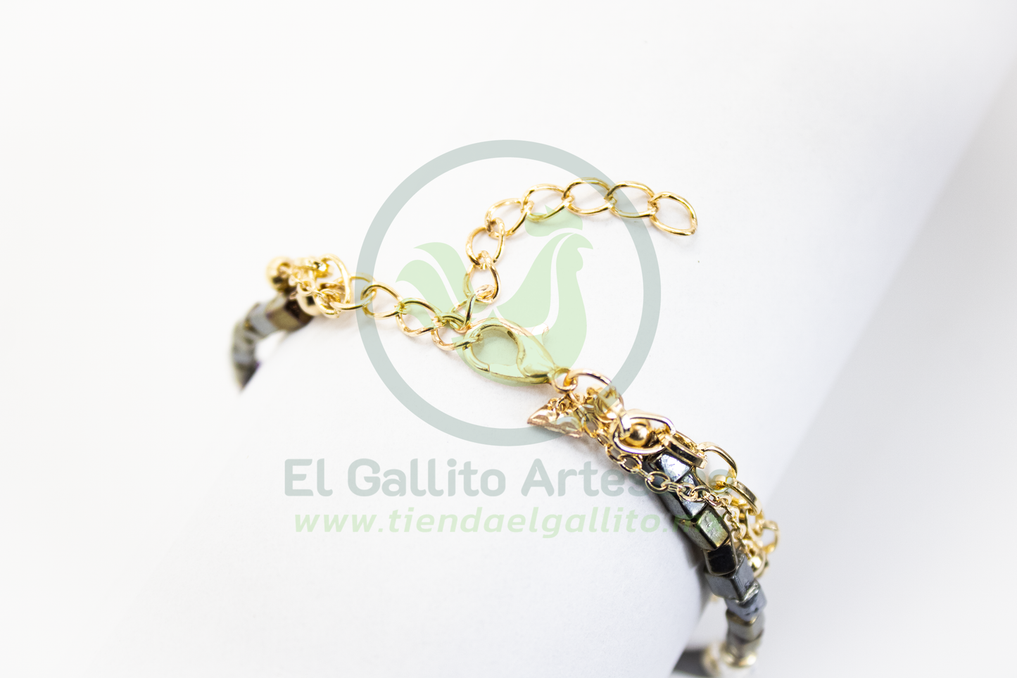 Pulsera Caddj MD20 | Piedra Oscura Cruz Cristales