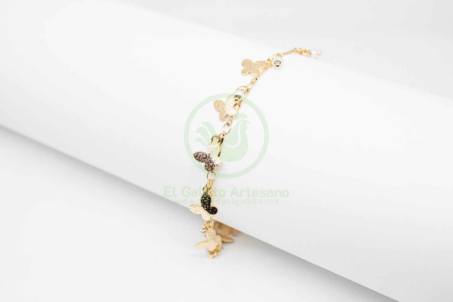 Pulsera Dijes MD19 | Mariposa Laminada Rugosa Chaquirón bl