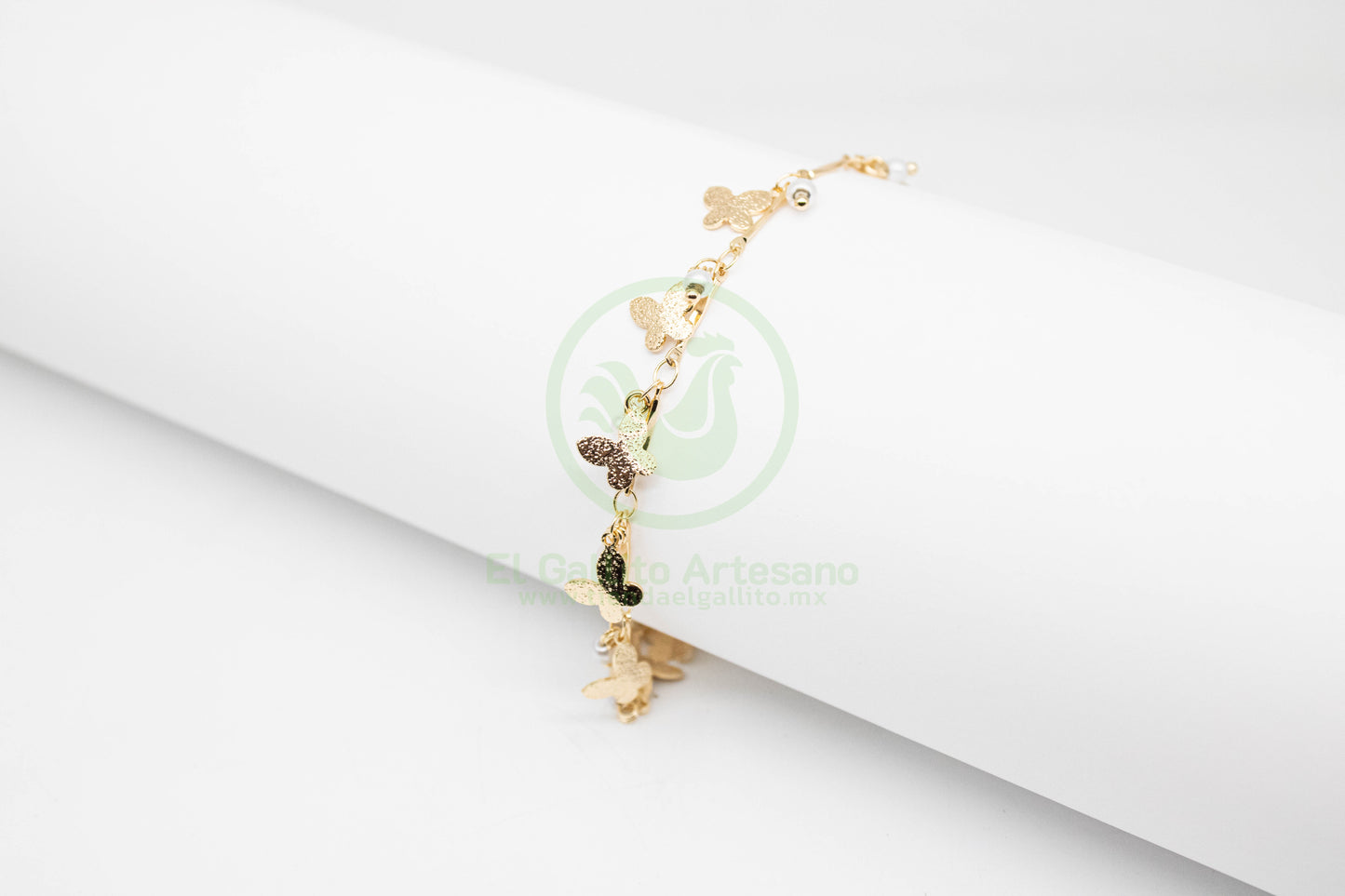 Pulsera Dijes MD19 | Mariposa Laminada Rugosa Chaquirón bl