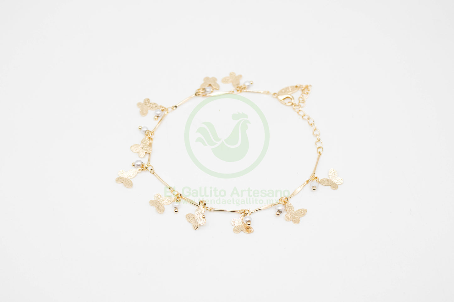 Pulsera Dijes MD19 | Mariposa Laminada Rugosa Chaquirón bl