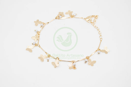 Pulsera Dijes MD19 | Mariposa Laminada Rugosa Chaquirón bl