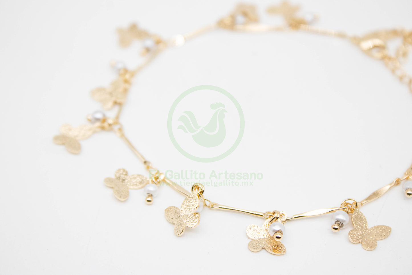 Pulsera Dijes MD19 | Mariposa Laminada Rugosa Chaquirón bl