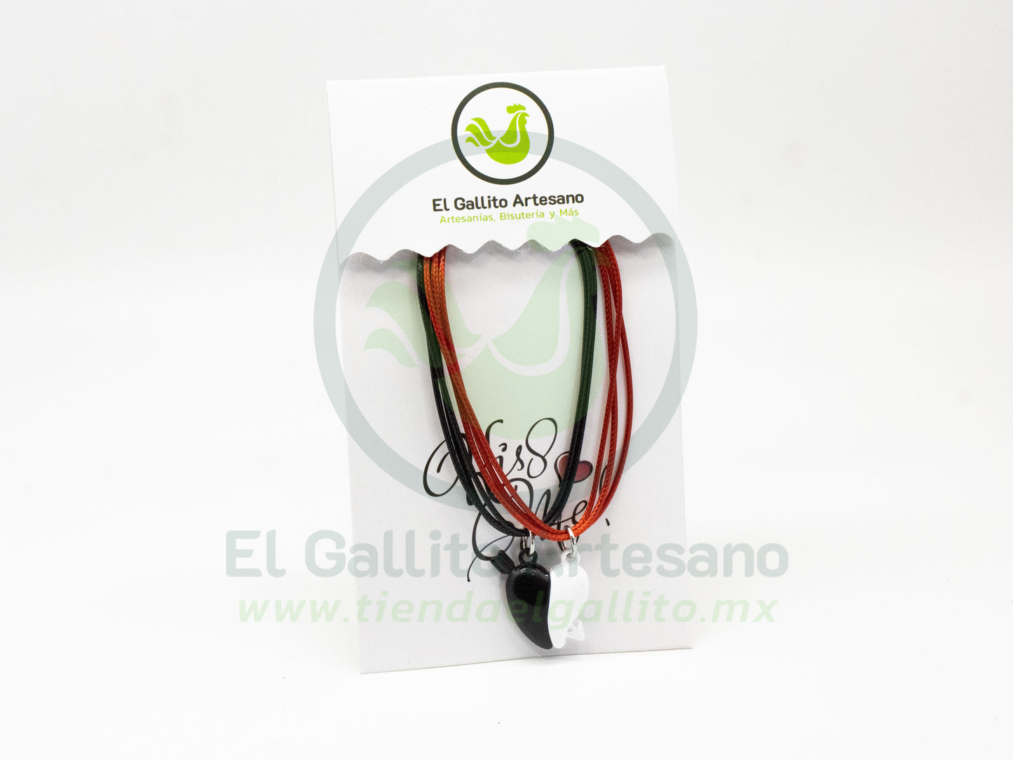 Pulsera HC Dije MD11 | Corazón Flechado Blanco/Negro