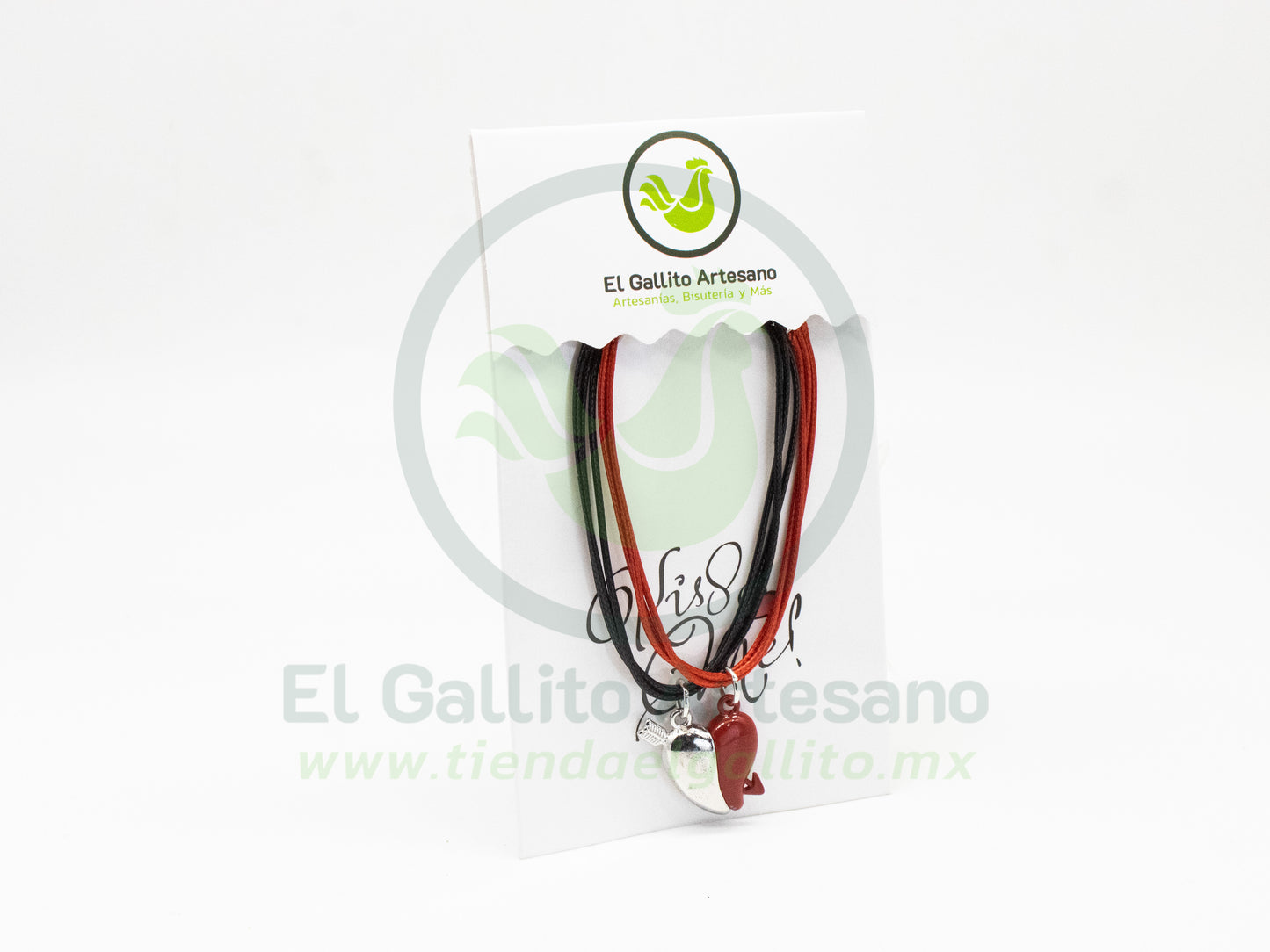 Pulsera HC Dije MD12 | Corazón Flechado Plateado/Rojo