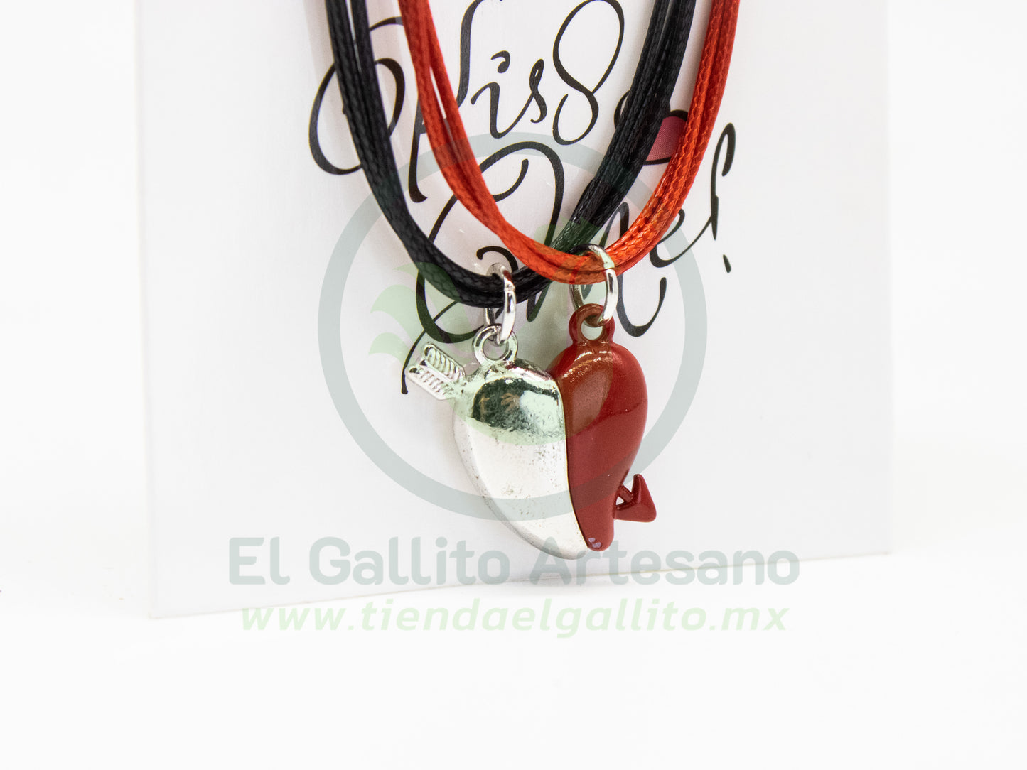 Pulsera HC Dije MD12 | Corazón Flechado Plateado/Rojo