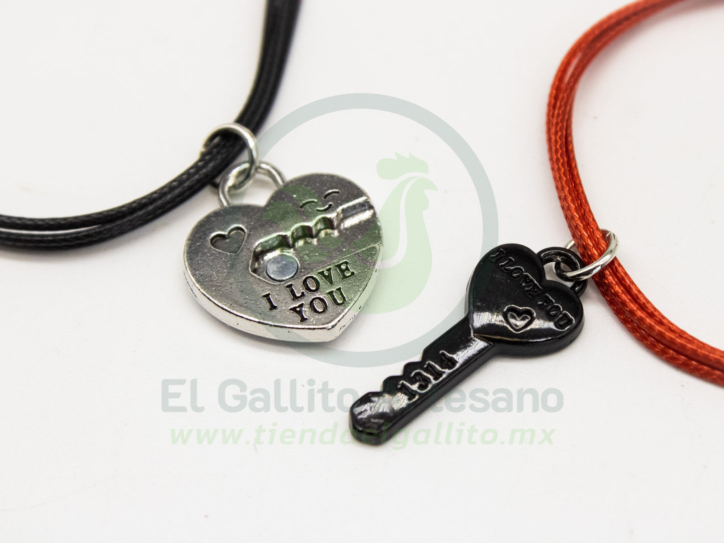 Pulsera HC Dije MD20 | Corazón Llave Plat/Negr