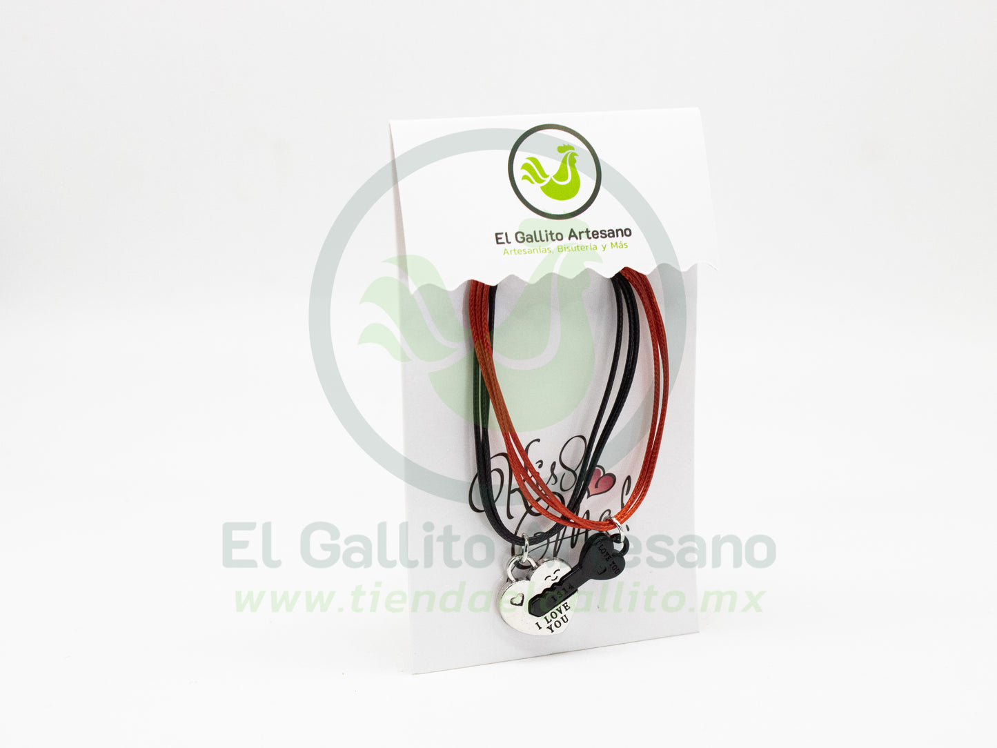 Pulsera HC Dije MD20 | Corazón Llave Plat/Negr