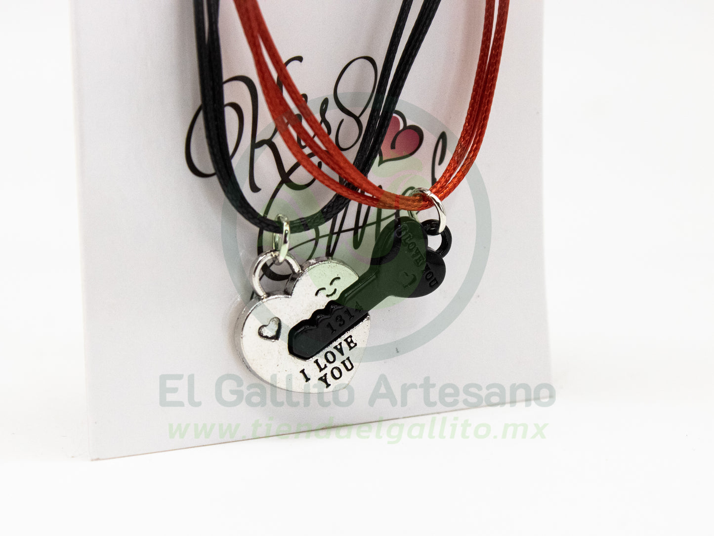 Pulsera HC Dije MD20 | Corazón Llave Plat/Negr