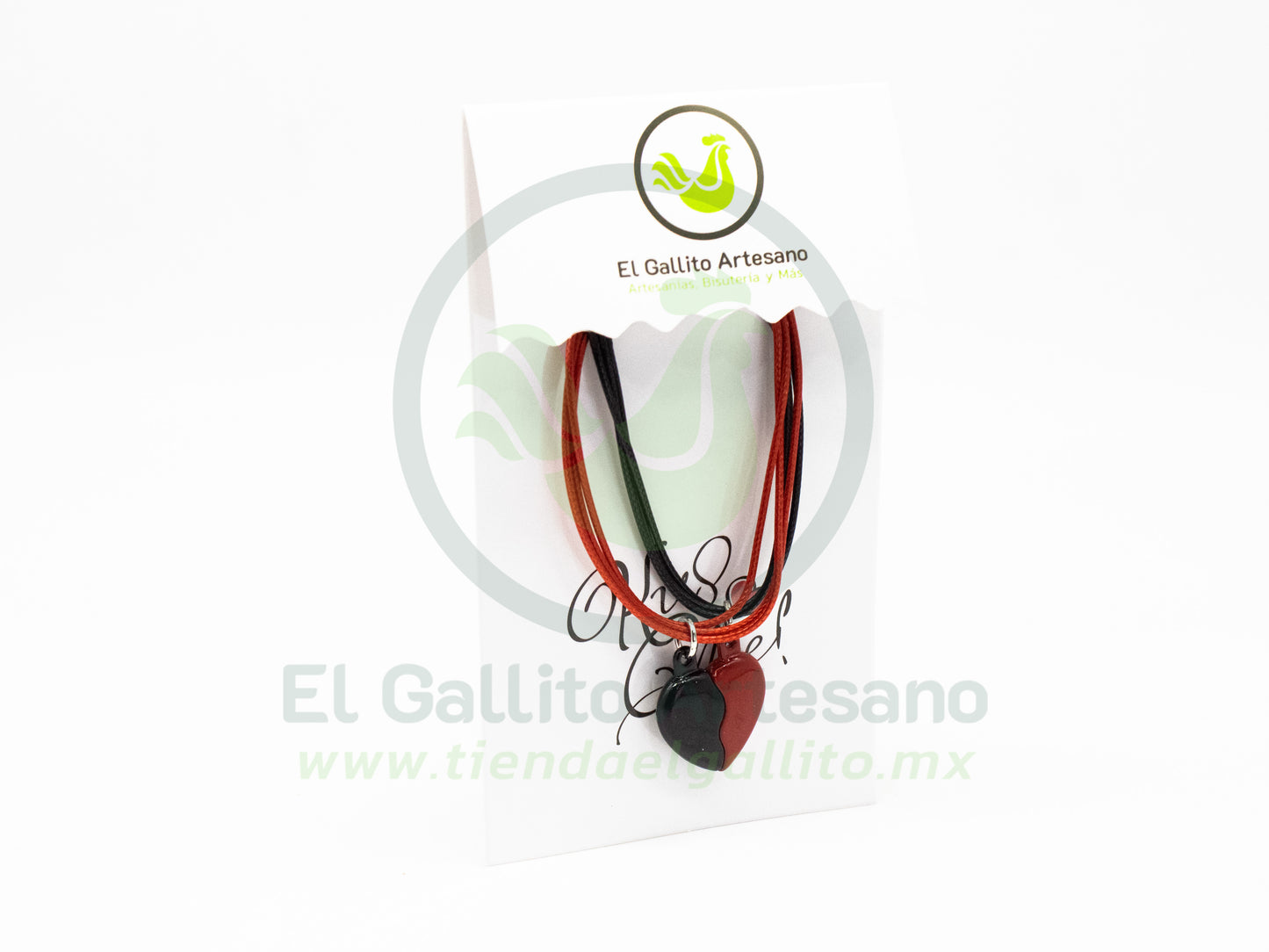 Pulsera HC Dije MD22 | Corazón Partido Negro/Rojo