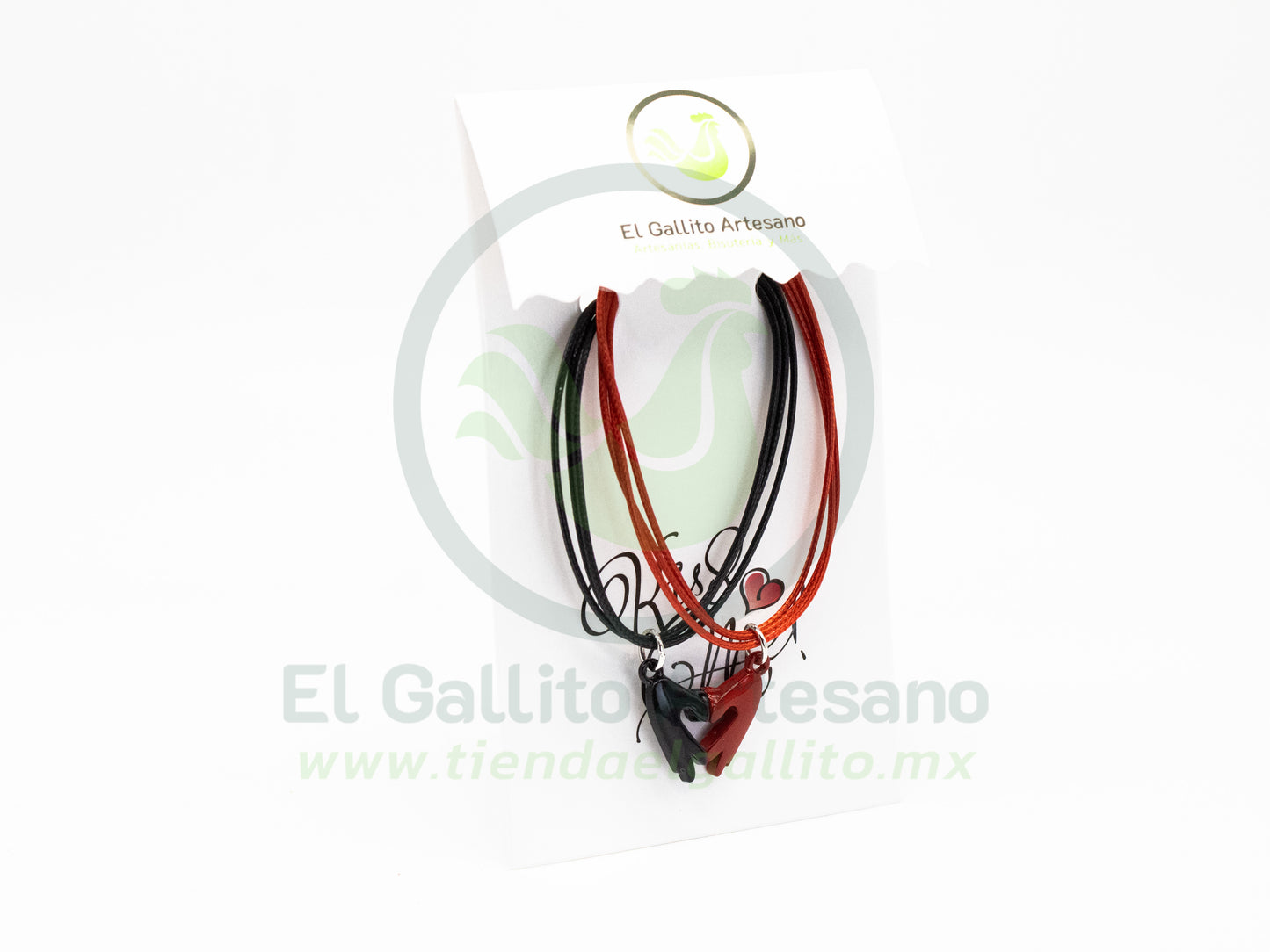 Pulsera HC Dije MD23 | Manos Corazón Coreano Neg/Rojo